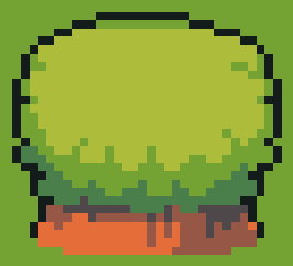 A leafy pixel-art tree with a round green canopy.